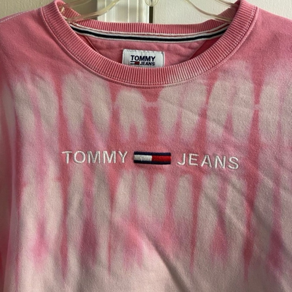 Tommy Jeans Pink Tie-Dye Sweatshirt Y2K men Medium - Picture 3 of 7